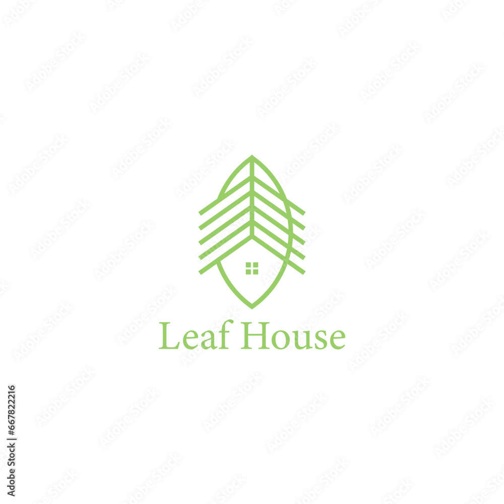 Nature house logo with green color can be used as symbols, brand ...