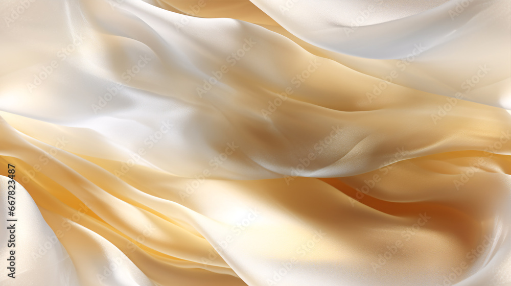 Shimmering yellow and white fabric radiating off the sunlight in diagonal iridescent folds; a silky, macro texture.