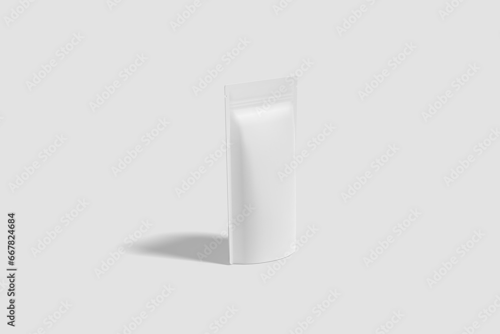Blank Doypack pouch mockup isolated on gray background