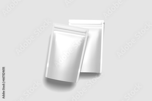 Blank Doypack pouch mockup isolated on gray background