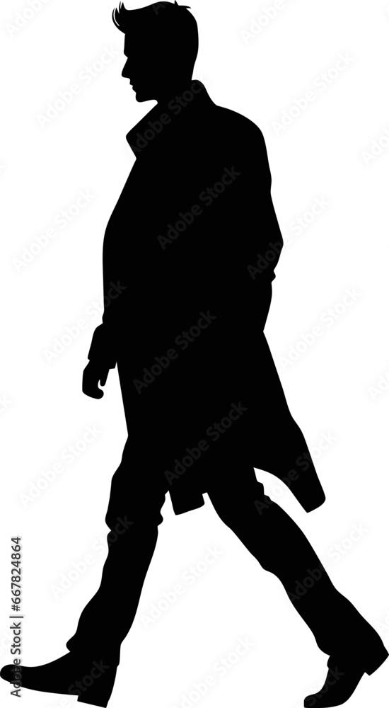 Silhouettes of people walking isolated, vector illustration