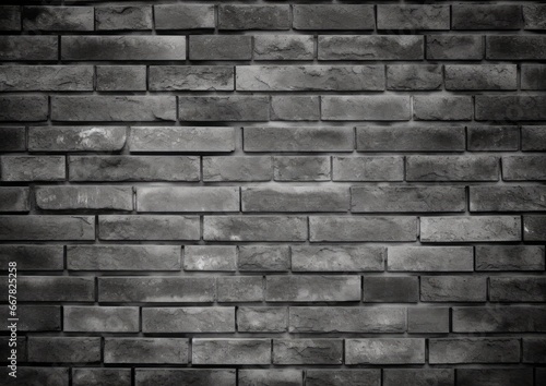 Old black brick wall background texture, wide panorama of masonry