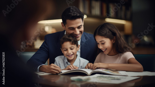 A joyful family meeting with an education consultant for personalized tutoring options.