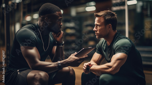 A coach meeting with an athlete to develop a personalized training program.
