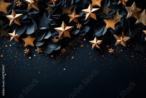 Stars Christmas Decoration background with free space 