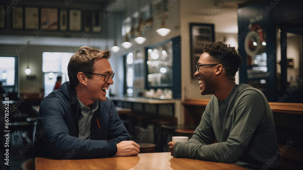 A mentor and mentee enjoying a light-hearted exchange during a startup guidance session.