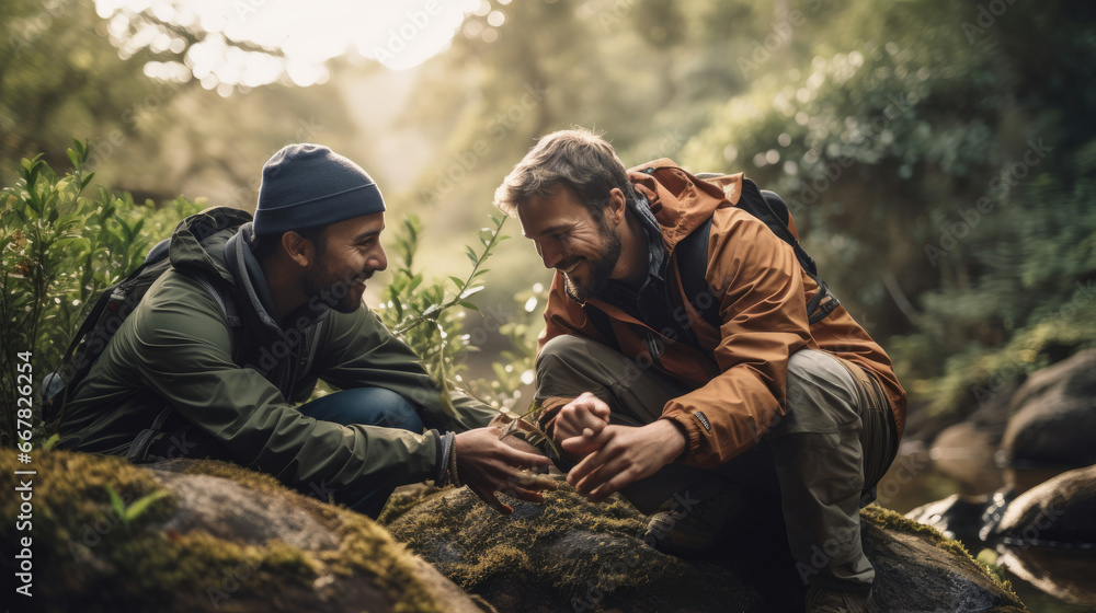 A scientist and environmentalist bonding over their shared passion for conservation efforts.
