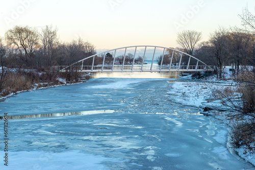 View at the Etobicoke creek in winter, near Toronto, Canada photo