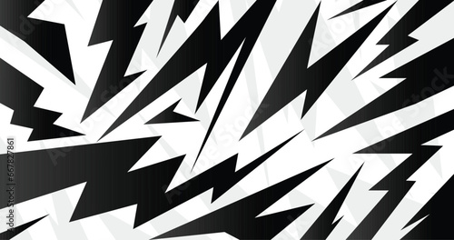 Abstract black and white background with spikes and zigzag line pattern
