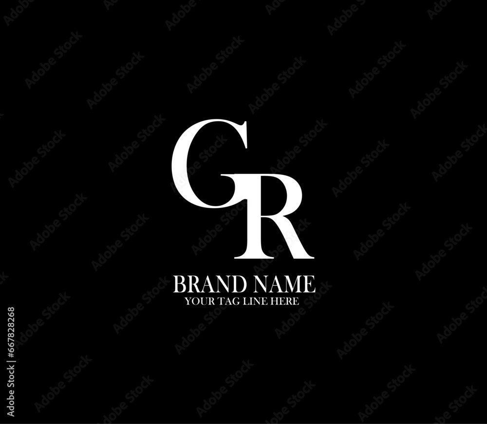 GR letter logo. Alphabet letters Initials Monogram logo. background with black GR letter logo. Alphabet letters Initials Monogram logo. background with black
