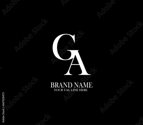 GA letter logo. Alphabet letters Initials Monogram logo. background with black