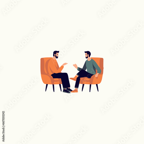 two men talking while sitting in consultation