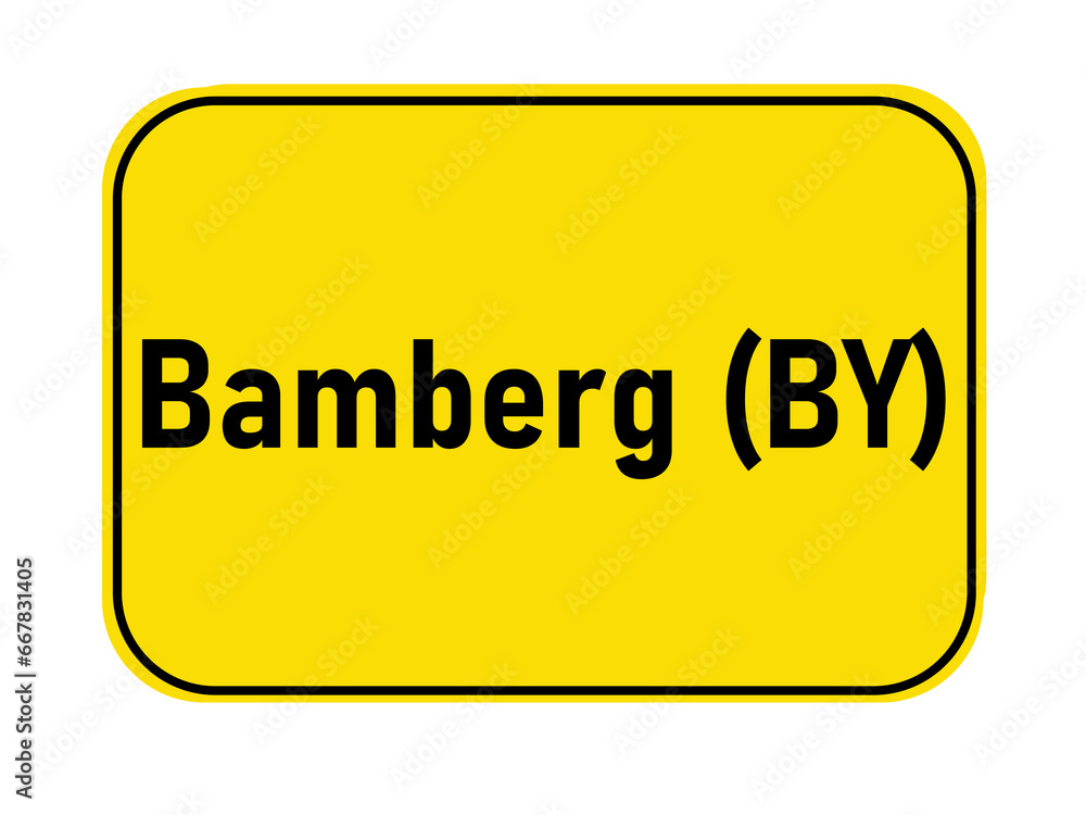 German yellow town entrance sign Bamberg BY
German yellow town entrance sign Bamberg BY