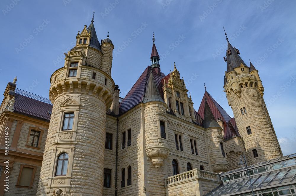 Fototapeta premium The Palace in Moszna (German: Schloss Moschen) is a historic residence located in the village of Moszna, Opole Voivodeship, between the towns of Prudnik and Krapkowice
