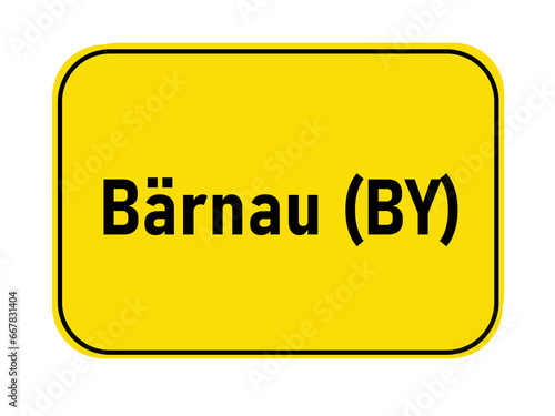 German yellow town entrance sign Bärnau BY