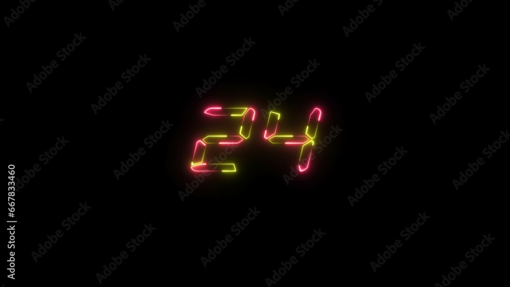 abstract glowing neon countdown timer number illustration 4k