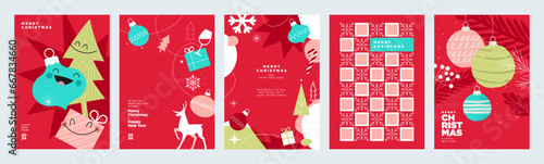 Merry Christmas and Happy New Year greeting cards. Vector illustration concepts for background, greeting card, party invitation card, website banner, social media banner, marketing material.