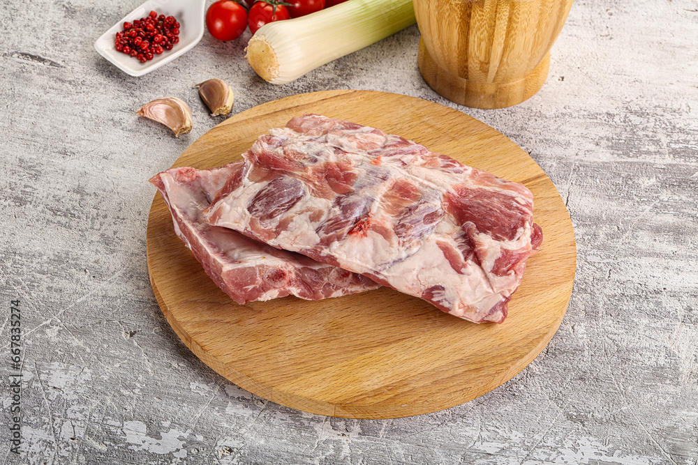 Raw pork ribs for barbecue