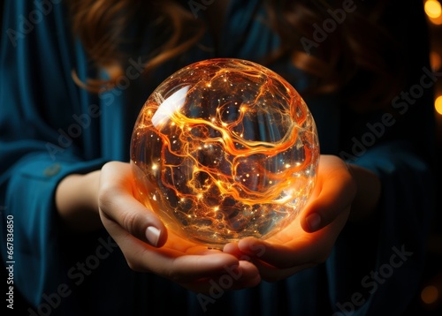hand holding a glass ball