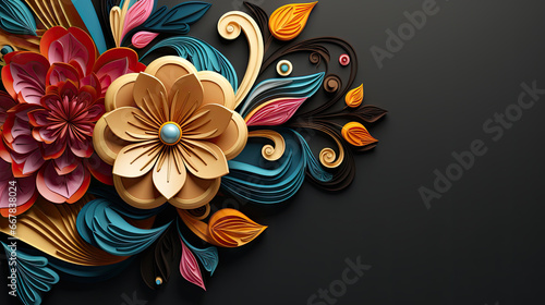 abstract colorful floral pattern background, generative ai