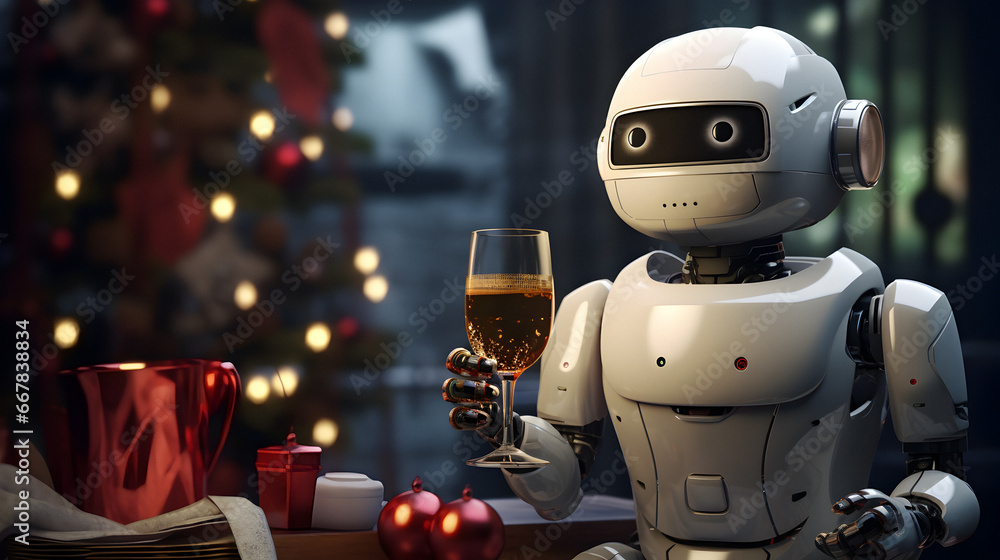 Champagne festive cheers, Glasses sparkling wine, celebration concept, robot, christmas champagne glasses, bright gold bokeh, bokeh background, Merry Christmas and Happy New Year background, chrismas Champagne festive cheers, Glasses sparkling wine, celebration concept, robot, christmas champagne glasses, bright gold bokeh, bokeh background, Merry Christmas and Happy New Year background, chrismas