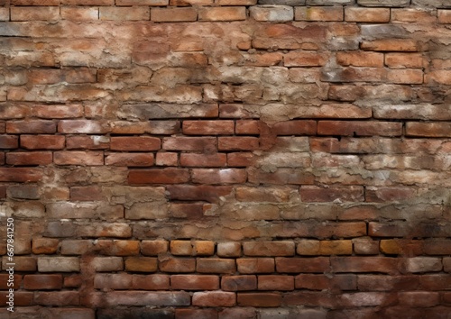 Old red orange brick wall background texture  wide panorama of masonry