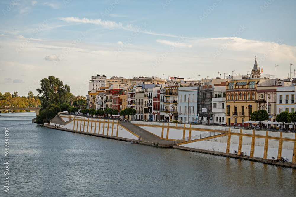 view to Triana over the Guadalquivir river in Seville