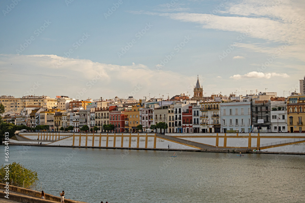view to Triana over the Guadalquivir river in Seville