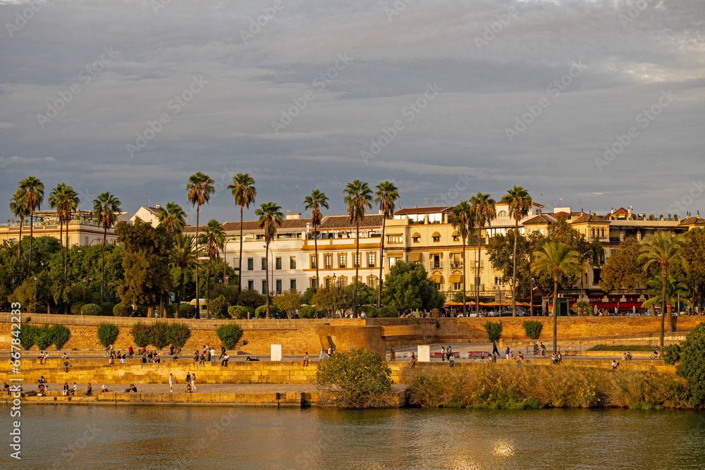 view from Triana over the Guadalquivir river to the center of Seville