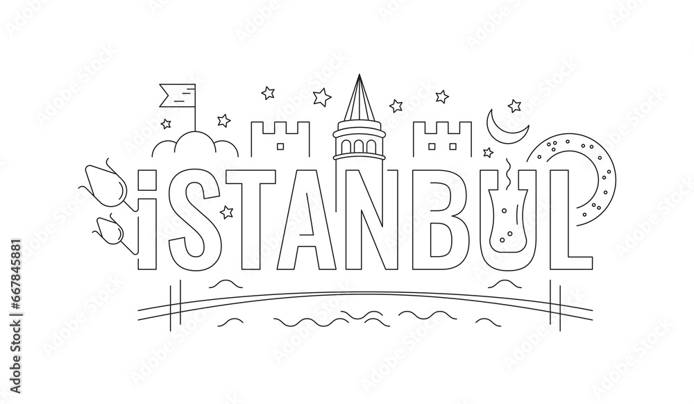 istanbul word. istanbul word concept. istanbul word and symbols