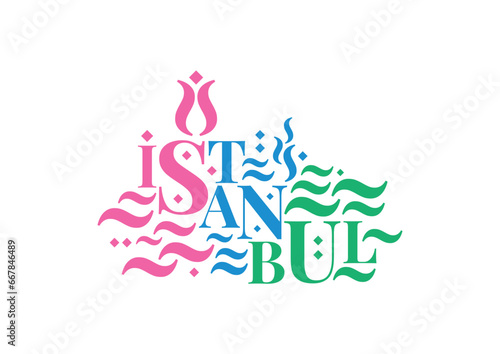 istanbul logo. tulip  istanbul and water waves. istanbul concept