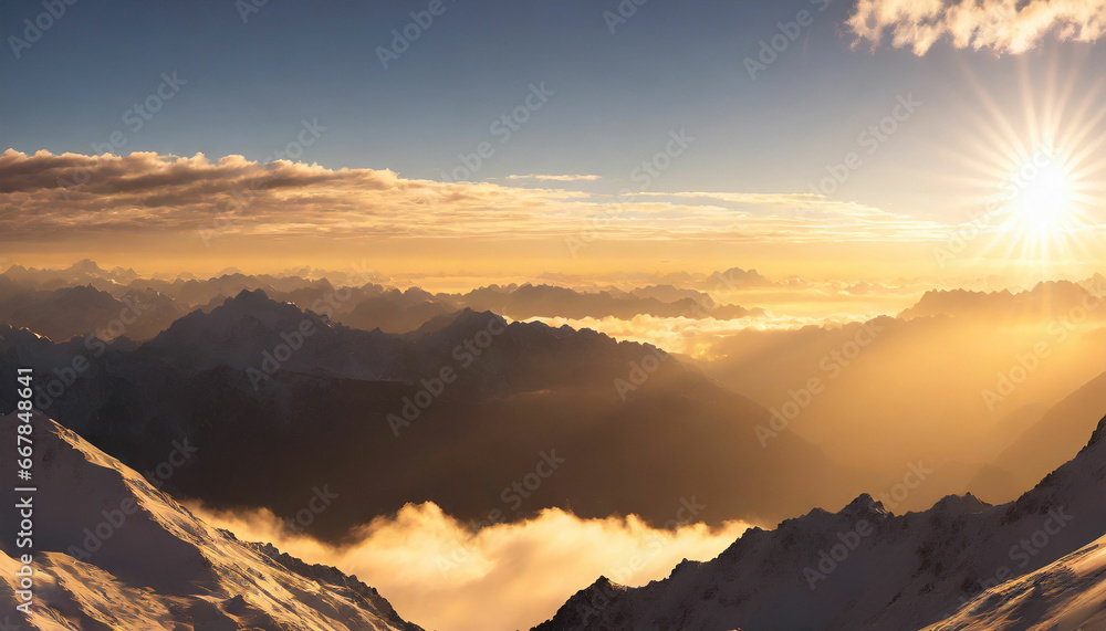 Obraz premium Mountain Sunrise in Golden Hue