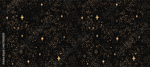 Seamless starry sky pattern. Night sky. Illustration of space.
