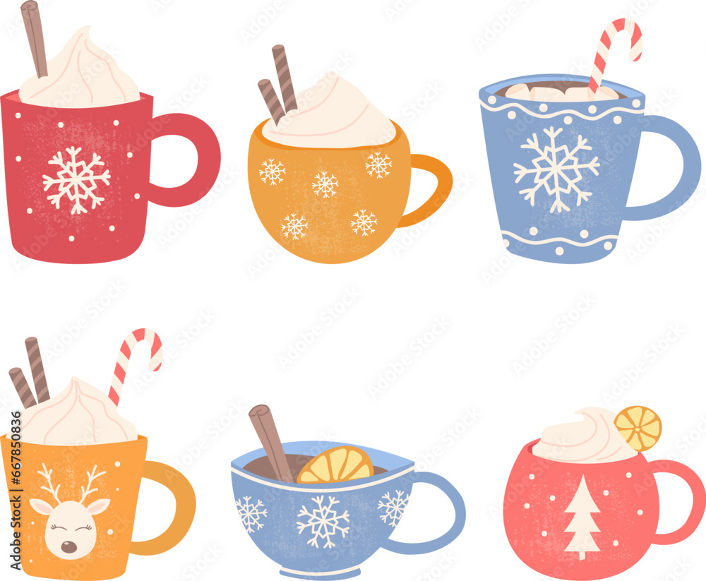 Set of Christmas hot drinks. Set of Christmas hot drinks.