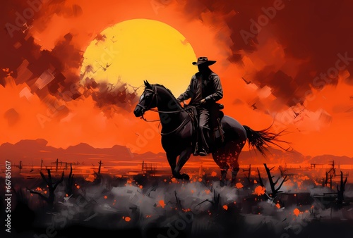 silhouette of a cowboy