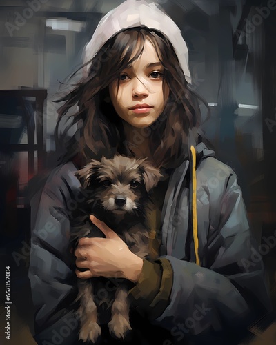 girl with a dog