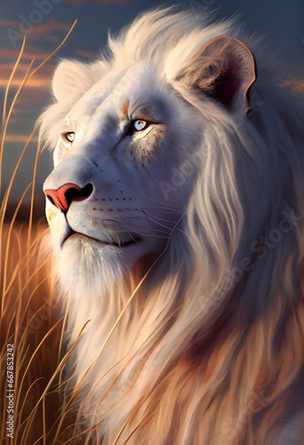 close up portrait of a lion