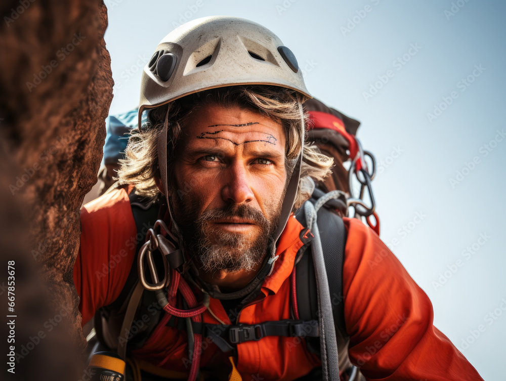 Scaling a Peak: Rock Climber Scaling a Peak: Rock Climber