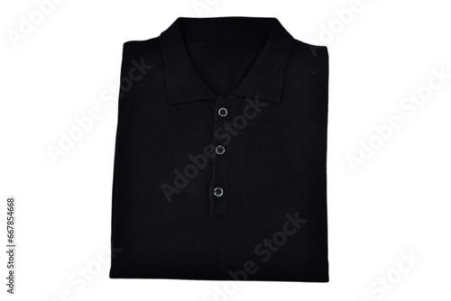 black polo-shirt of the wool with three buttons closure on the transparent bottom © Alisa