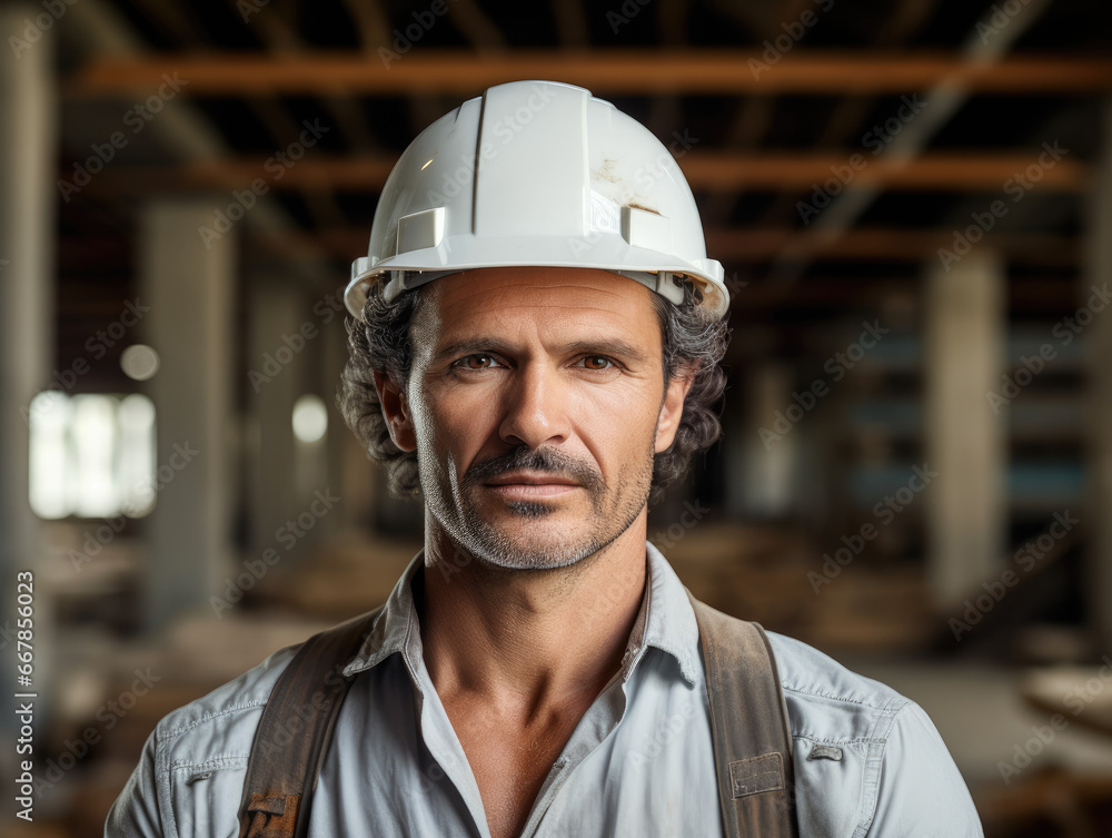A male architect at a construction project, standing confidently and gazing directly at the camera, professional photography A male architect at a construction project, standing confidently and gazing directly at the camera, professional photography