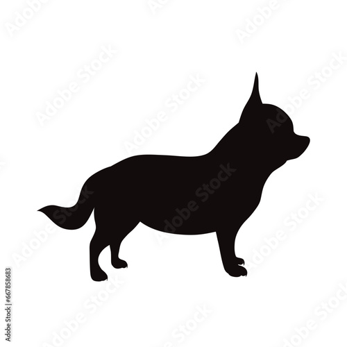 Vector silhouette of Chihuahua on white background. Symbol of pet and dog.