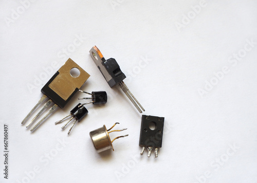 Semiconductor components. Types of transistor,  thyristor, triac triode or mosfet.  photo