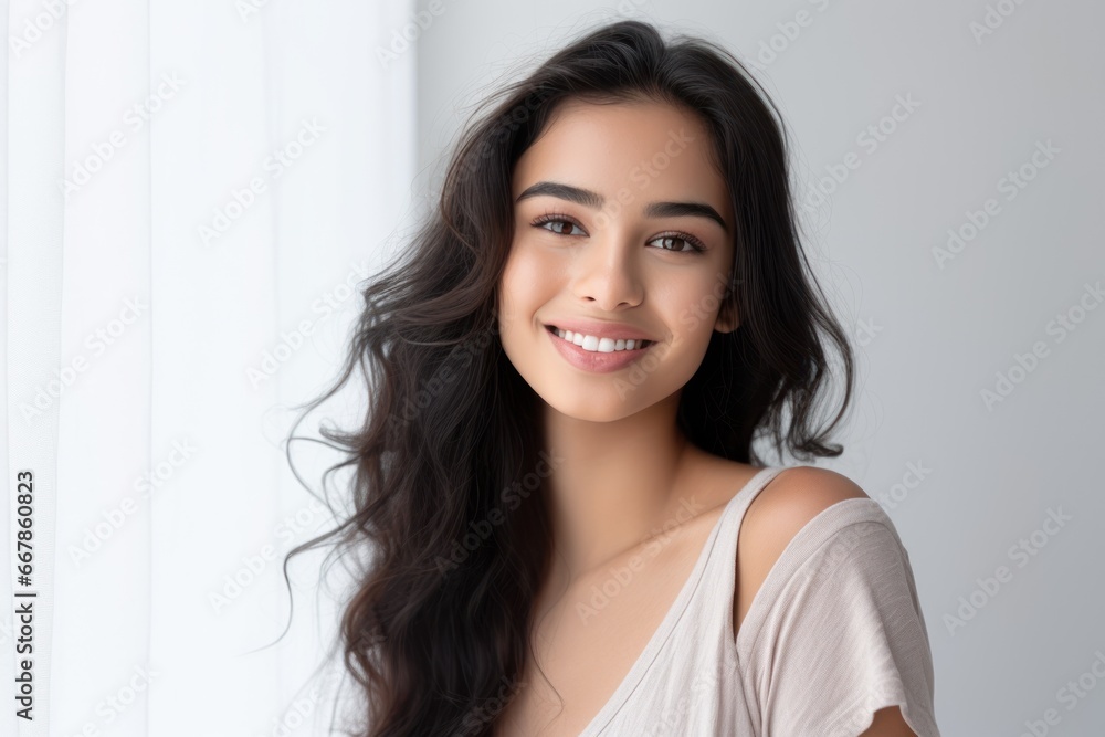 portrait of an indian supermodel smiling isolated white background generative ai portrait of an indian supermodel smiling isolated white background generative ai