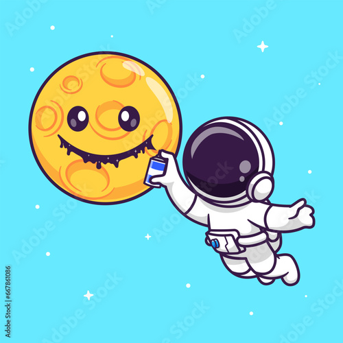 Cute Astronaut Spray Moon With Space Cartoon VectorIcon
Illustration Science Technology Icon Concept Isolated
Premium Vector. Flat Cartoon Style