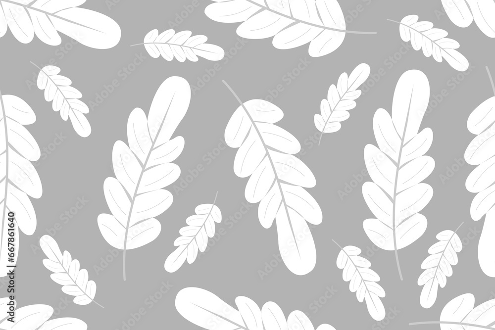 Fototapeta premium Flawless light white feather. Seamless vector pattern for design and decoration.