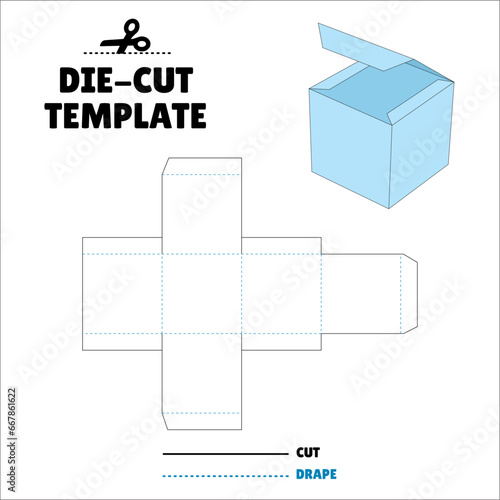 Box With Flip Lid Packaging Die Cut Template Design. 3D Mock Up. - Template Caixa de embalagem die corte modelo design. Sacola, Envelope - Caixa Cubo - Cube