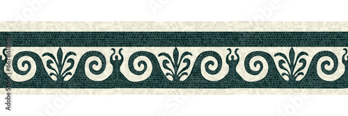 Horizontal border mosaic tiles, vector pattern