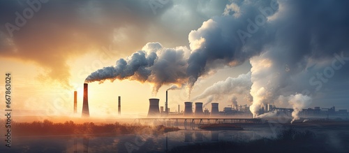 polluting chimneys of factories