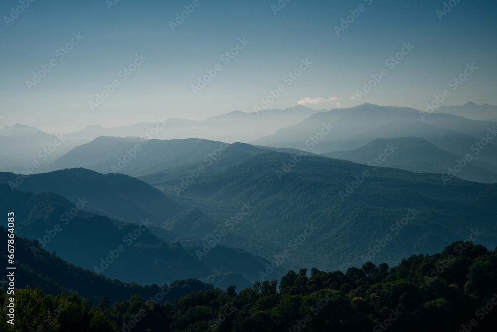 Landscape of Nature Park, Caucasian Mountains, Republic of Adygea, Russia