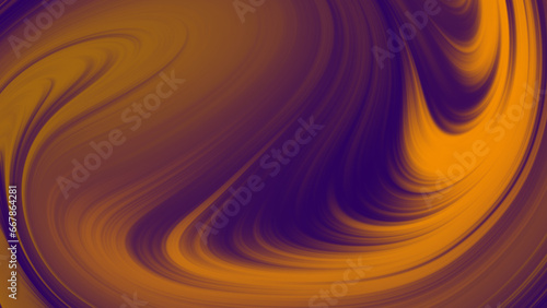 Fluid vibrant gradient of purple orange colors with smooth movement in the frame moves quickly with bends with copy space. Abstract lines background and Halloween concept
